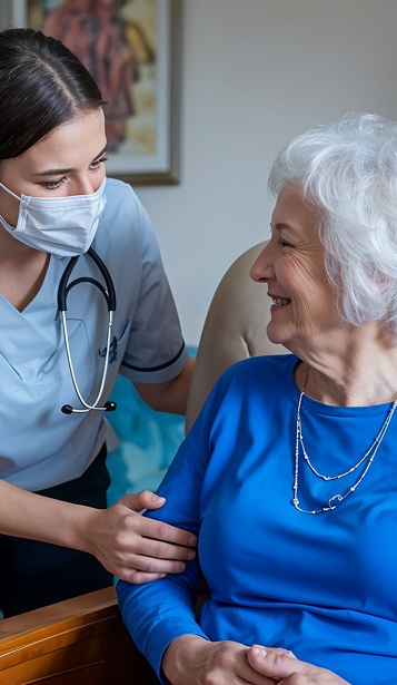 Betreuer unterstützt Senior bei Aktivitäten