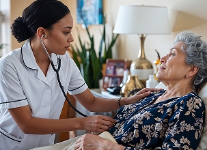 Lächelder seniorischer Bewohner